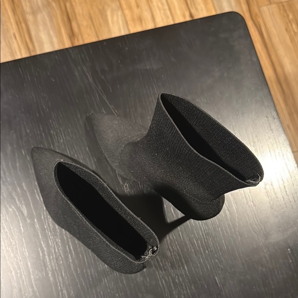 Black Heeled Boots with Stiletto Heel and Sock-Like Fit - Picture 3 of 7